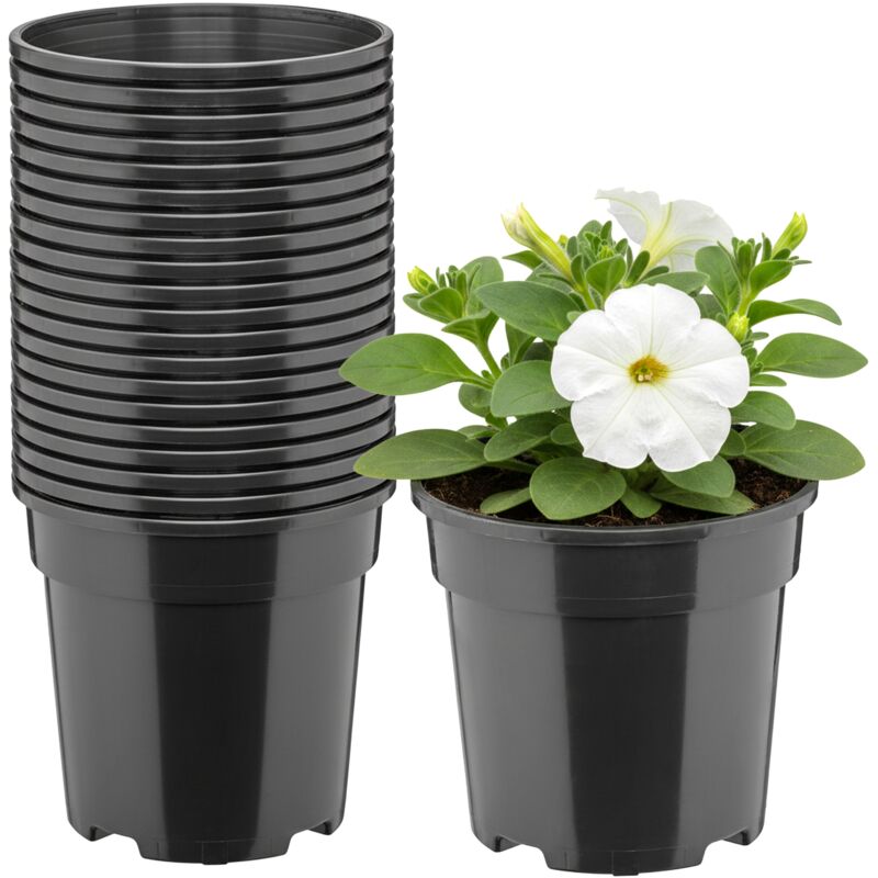 Garronda Blumentopf Rund Hoch Kunststoff Ø13 X 11, 5 Cm (1l) 20er Set Mit Drainagelöchern Pflanztopf Robustes Pp Pflanzgefäß Für Garten