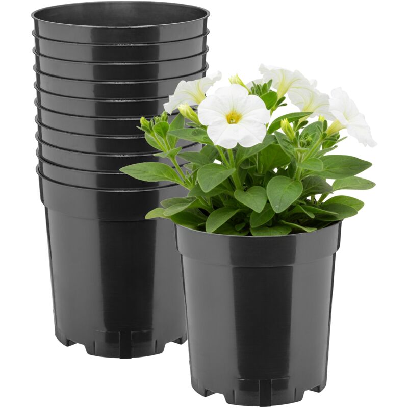 Garronda Blumentopf Rund Hoch Kunststoff Ø14 X 15 Cm (2l) 10er Set Mit Drainagelöchern Pflanztopf Robustes Pp Pflanzgefäß Für Garten Gewächshaus