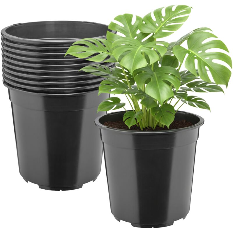 Garronda Blumentopf Rund Hoch Kunststoff Ø24 X 22 Cm (7l) 10er Set Mit Drainagelöchern Pflanztopf Robustes Pp Pflanzgefäß Für Garten Gewächshaus