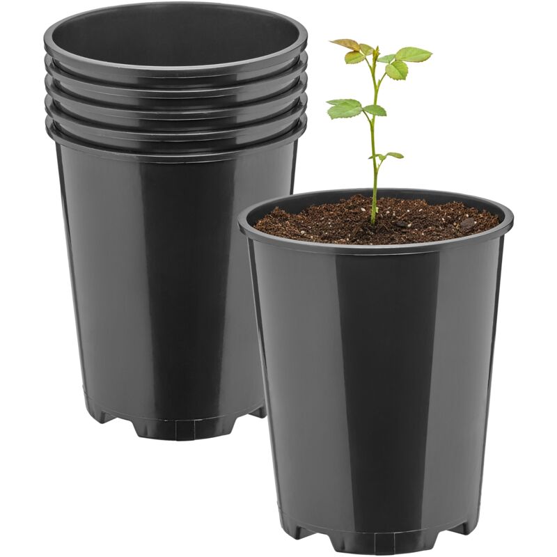 Garronda Blumentopf Rund Kunststoff Ø11 X 13, 5 Cm (1l) 5er Set Mit Drainagelöchern Pflanztopf Robustes Pp Pflanzgefäß Für Garten Gewächshaus