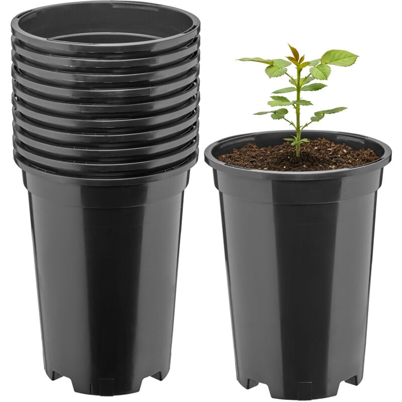 Garronda Blumentopf Rund Kunststoff Ø14 X 18 Cm (1, 7l) 10er Set Mit Drainagelöchern Pflanztopf Robustes Pp Pflanzgefäß Für Garten Gewächshaus