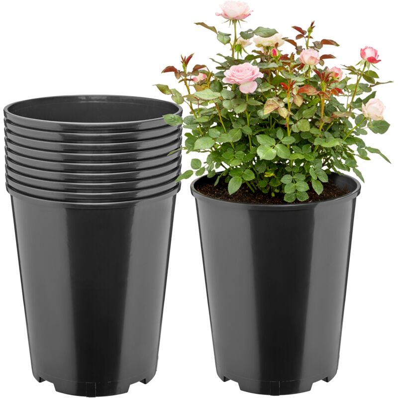 Garronda Blumentopf Rund Kunststoff Ø22 X 25, 5 Cm (7l) 10er Set Mit Drainagelöchern Pflanztopf Robustes Pp Pflanzgefäß Für Garten Gewächshaus