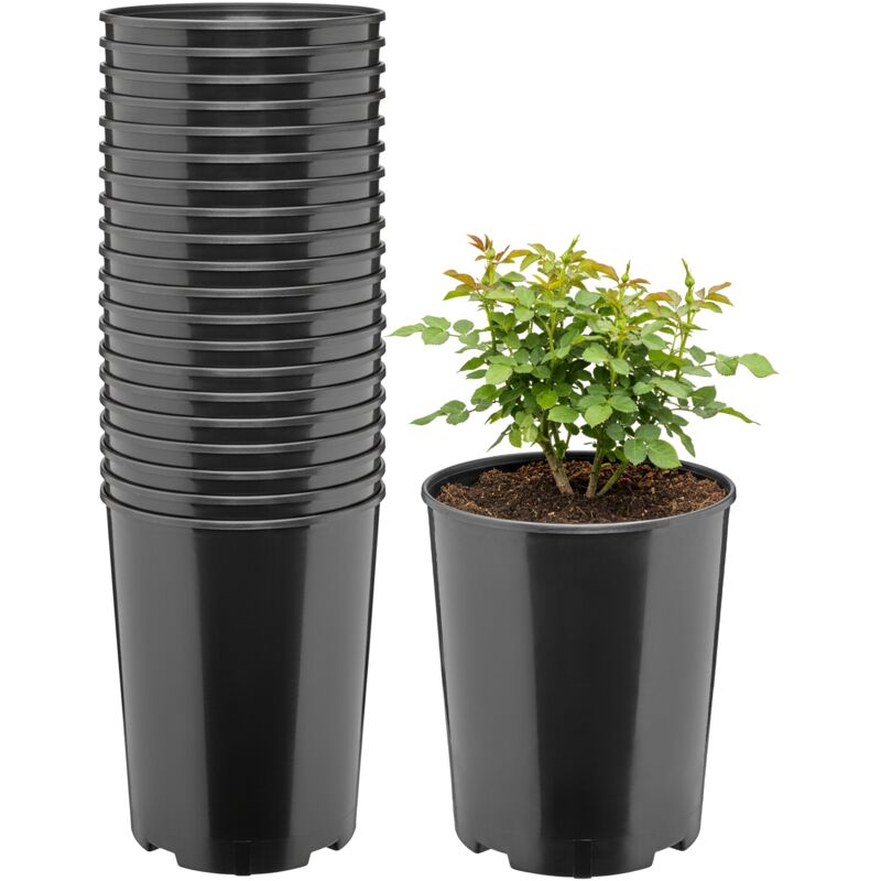Garronda Blumentopf Rund Kunststoff Ø18 X 21, 5 Cm (4l) 20er Set Mit Drainagelöchern Pflanztopf Robustes Pp Pflanzgefäß Für Garten Gewächshaus