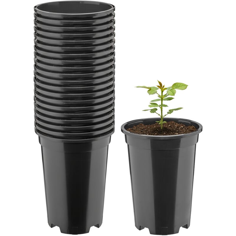 Garronda Blumentopf Rund Kunststoff Ø14 X 18 Cm (1, 7l) 20er Set Mit Drainagelöchern Pflanztopf Robustes Pp Pflanzgefäß Für Garten Gewächshaus