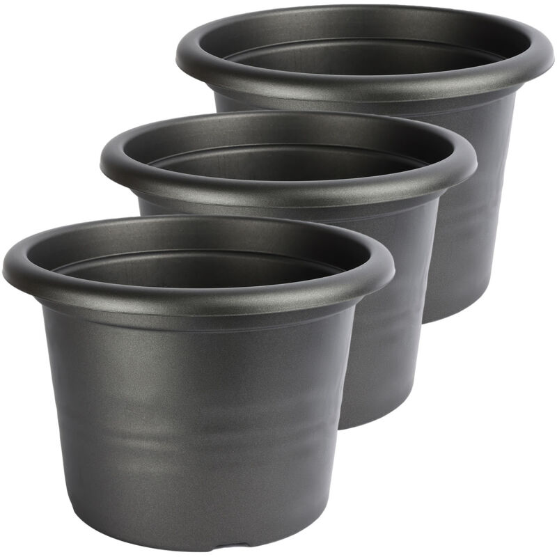Garronda Blumentopf Set Dreier Pack Pflanzentopf Rund Aus Kunststoff Für Blumen Und Andere Pflanzen Blumentöpfe Plastik Gd-0022 Gd-0022 (3 Stück