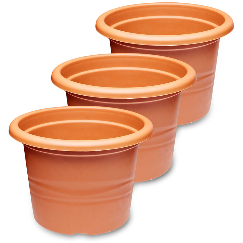 Garronda Blumentopf Set Dreier Pack Pflanzentopf Rund Aus Kunststoff Für Blumen Und Andere Pflanzen Blumentöpfe Plastik Gd-0022 Gd-0022 (3 Stück