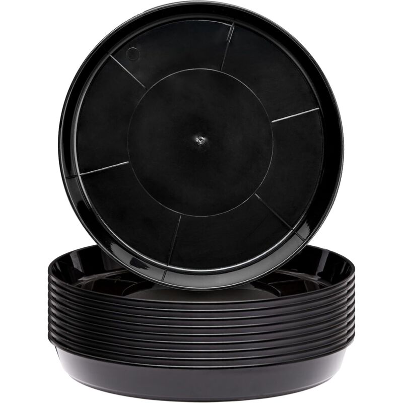 Garronda Blumentopf Untersetzer Gd-0026 (10 Stück Schwarz, ⌀ 30 Cm H 4, 5 Cm)