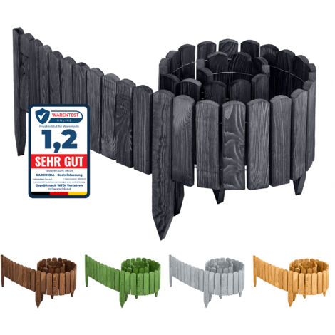 Clôture De Jardin En Bois Garronda - Bordure Flexible 100cm De Long, Hauteur 20cm - Brun Foncé