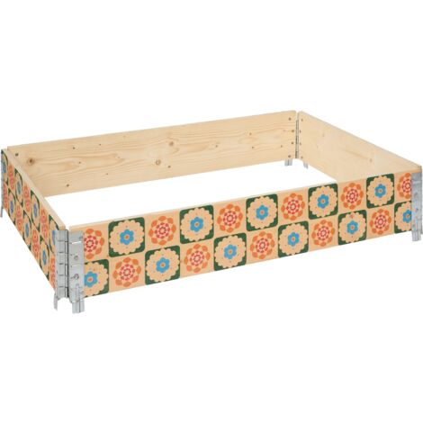 Garronda Holzaufsatzrahmen mit Print – Hochbeete für Pflanzen Blumen Kräuter Obst und Gemüse Aufbewahrungskiste aus Holz mit dekorativem Druck GD-0075 (120x80x20 cm, Blumen mit Hintergrund, 1St)
