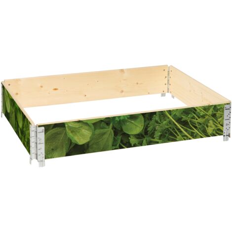 Garronda Holzaufsatzrahmen mit Print – Hochbeete für Pflanzen Blumen Kräuter Obst und Gemüse Aufbewahrungskiste aus Holz mit dekorativem Druck GD-0075 (120x80x20 cm, Pflanzenblätter 1St)