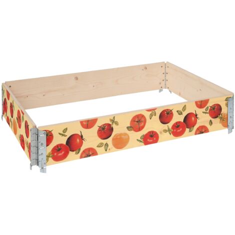 Garronda Holzaufsatzrahmen mit Print – Hochbeete für Pflanzen Blumen Kräuter Obst und Gemüse Aufbewahrungskiste aus Holz mit dekorativem Druck GD-0075 (120x80x20 cm, Tomate mit Hintergrund, 1St)