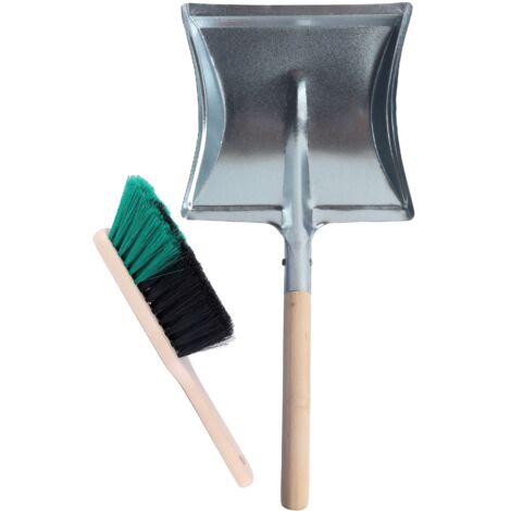 Garronda Kehrschaufel Set Kehrgarnitur aus Metall und Synthetik Handfeger mit kurzem Griff Kehrblech Kehrbesen für Haushalt nützliches Set Handfeger und Schaufel GD-0010 (Schwarz/Grün)