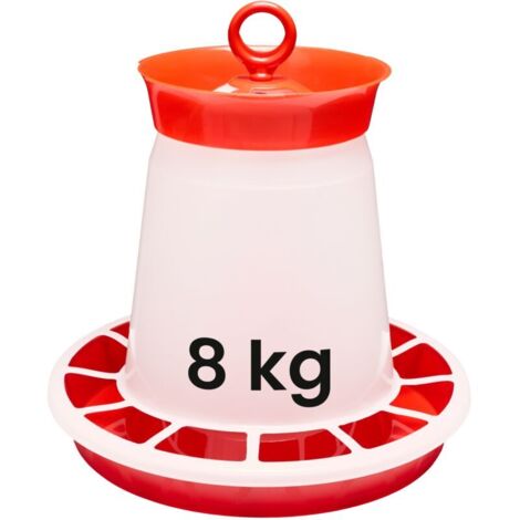 Garronda Mangeoire Poule Antinuisible 8 kg – Distributeur de Graines Volaille avec Couvercle et Poignée – Mangeoire Poussins et Oiseaux de Basse-Cour – Élevage et Jardin – GD-0139