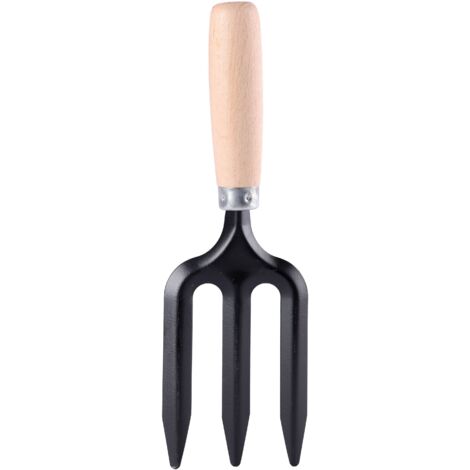 Garronda Mini-Gartengabel mit Buchenholzgriff für den Garten GD-0005 (Gartengabel, Schwarz)
