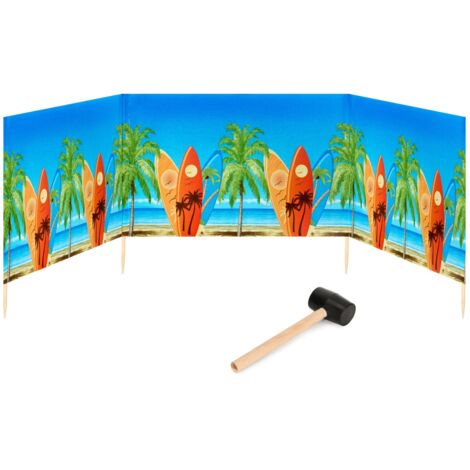 Garronda Paravent Plage Coupe-Vent Camping Brise-Vent avec Marteau en Caoutchouc 4 m GAEX001 (Planches de Surf, 4 m)