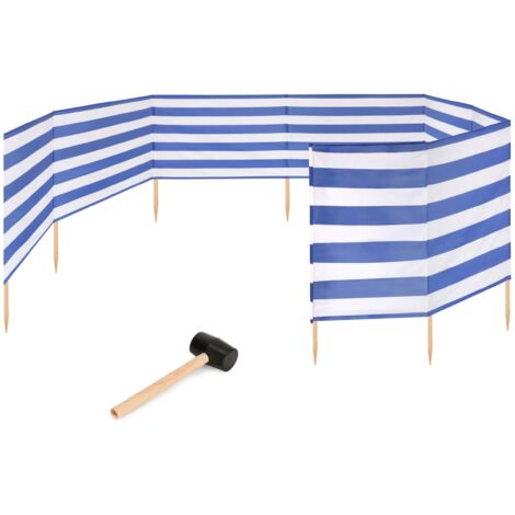Garronda Paravent Plage Coupe-Vent Camping Brise-Vent avec Marteau en Caoutchouc GAEX001 (Rayures, 12 m)