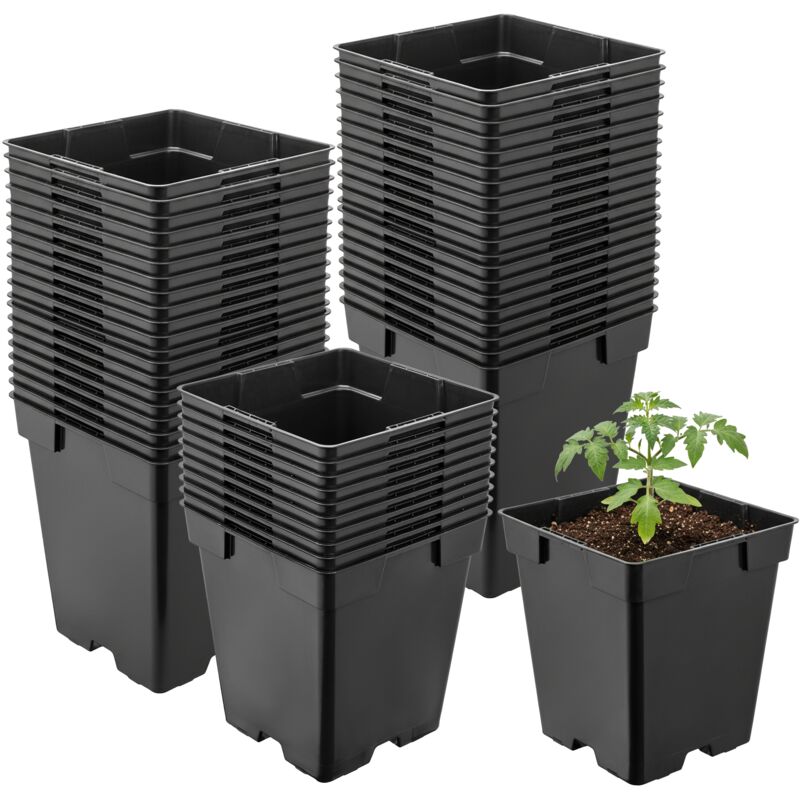 Garronda Pflanztopf Kunststoff 11 X 11 X 12 Cm (1l) 50er Set Eckig Mit Drainagelöchern Blumentopf Robust Pflanzentopf Für Garten Gewächshaus Balkon