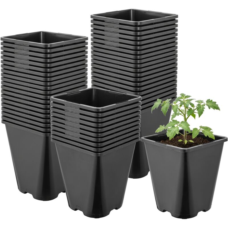 Garronda Pflanztopf Kunststoff 11 X 11 X 12, 5 Cm (1l) 50er Set Eckig Abgerundet Mit Drainagelöchern Blumentopf Robust Für Garten Gewächshaus