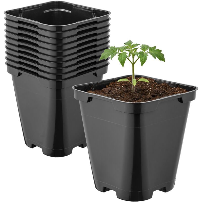 Garronda Pflanztopf Kunststoff 9 X 9 X 9, 6 Cm (0, 5l) 10er Set Eckig Abgerundet Mit Drainagelöchern Blumentopf Robust Für Garten Gewächshaus