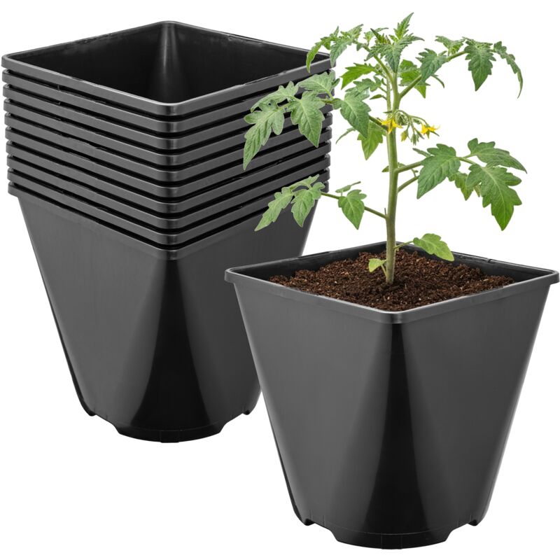 Garronda Pflanztopf Kunststoff 15, 7 X 15, 7 X 16 Cm (3l) 10er Set Eckig Abgerundet Mit Drainagelöchern Blumentopf Robust Für Garten Gewächshaus