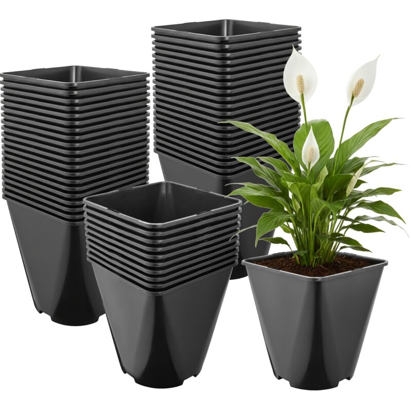 Garronda Pflanztopf Kunststoff 18 X 18 X 20 Cm (5l) 50er Set Eckig Abgerundet Mit Drainagelöchern Blumentopf Robust Für Garten Gewächshaus Balkon