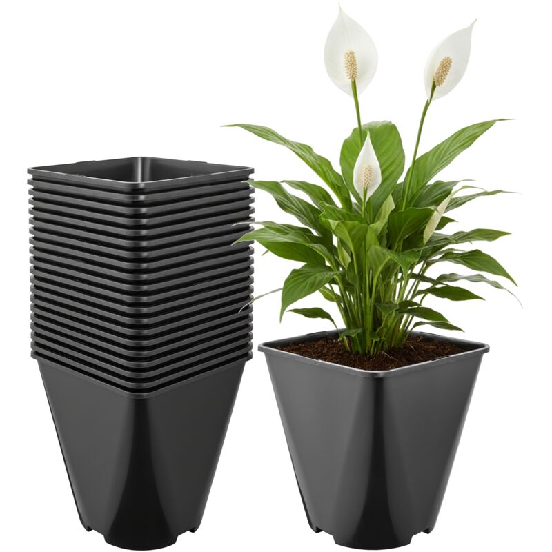 Garronda Pflanztopf Kunststoff 18 X 18 X 20 Cm (5l) 20er Set Eckig Abgerundet Mit Drainagelöchern Blumentopf Robust Für Garten Gewächshaus Balkon
