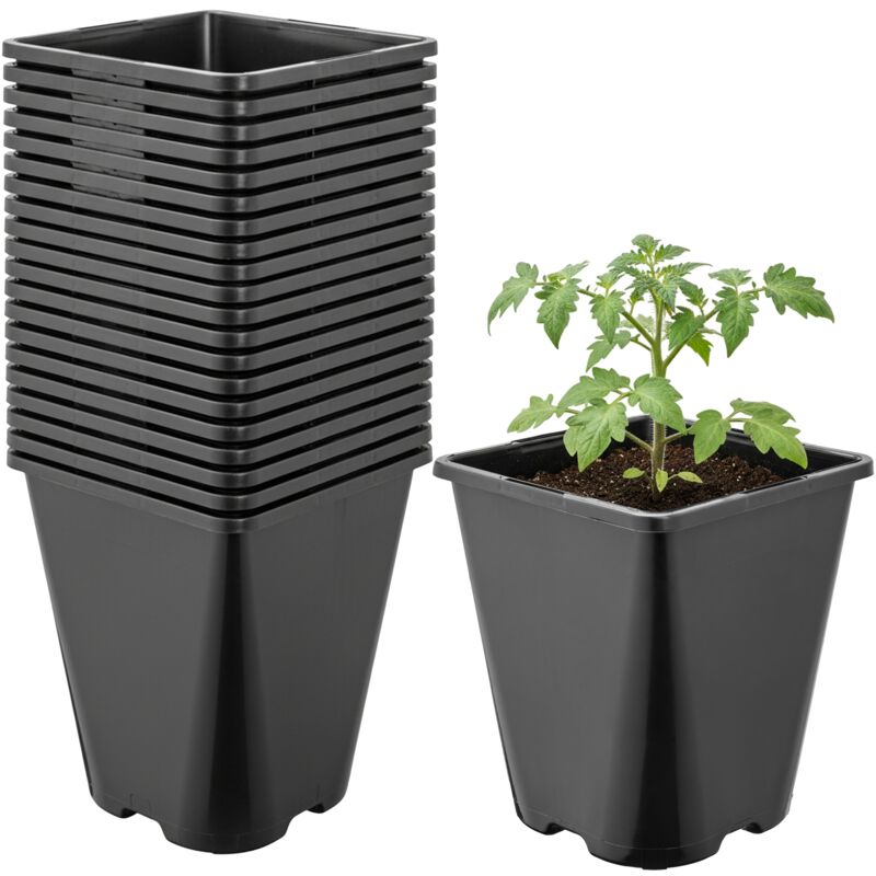 Garronda Pflanztopf Kunststoff 11 X 11 X 12, 5 Cm (1l) 20er Set Eckig Abgerundet Mit Drainagelöchern Blumentopf Robust Für Garten Gewächshaus