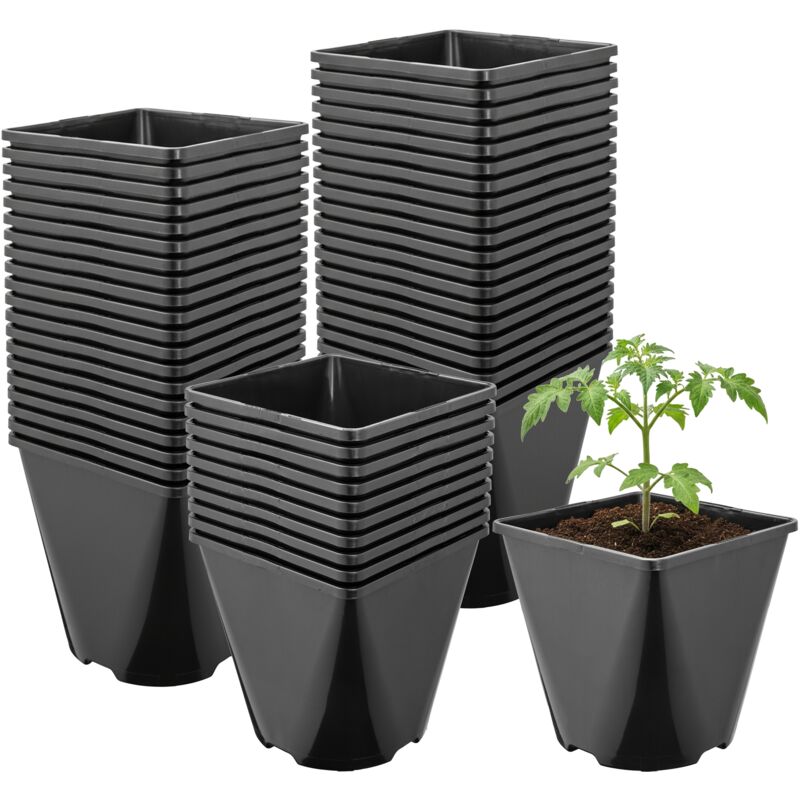 Garronda Pflanztopf Kunststoff 14 X 14 X 14 Cm (2l) 50er Set Eckig Abgerundet Mit Drainagelöchern Blumentopf Robust Für Garten Gewächshaus Balkon