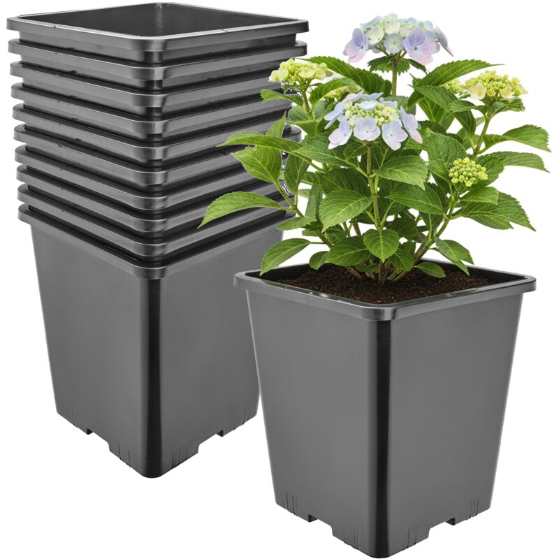 Garronda Pflanztopf Kunststoff Hoch 20, 5 X 20, 5 X 23, 5 Cm (7l) 10er Set Eckig Mit Drainagelöchern Blumentopf Pp Pflanzgefäß Für Garten