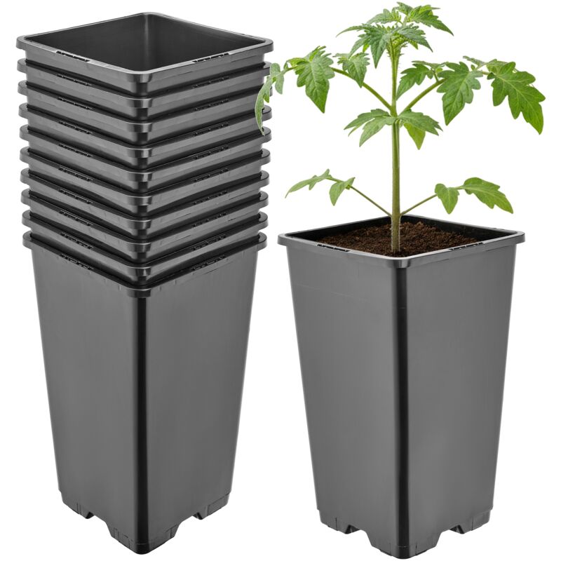 Garronda Pflanztopf Kunststoff Hoch 11 X 11 X 19 Cm (1, 7l) 10er Set Eckig Mit Drainagelöchern Blumentopf Pp Pflanzgefäß Für Garten Gewächshaus