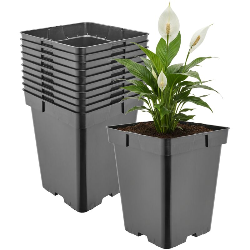 Garronda Pflanztopf Kunststoff Hoch 18 X 18 X 21, 5 Cm (5l) 10er Set Eckig Mit Drainagelöchern Blumentopf Pp Pflanzgefäß Für Garten Gewächshaus