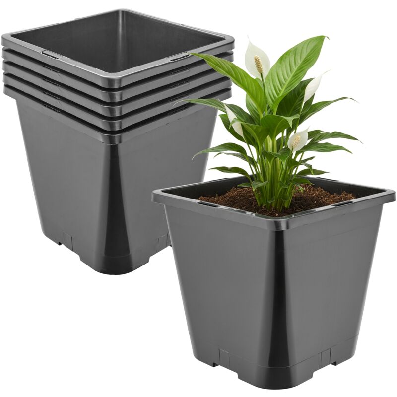 Garronda Pflanztopf Kunststoff Hoch 20 X 20 X 23 Cm (5, 6l) 5er Set Eckig Mit Drainagelöchern Blumentopf Pp Pflanzgefäß Für Garten Gewächshaus
