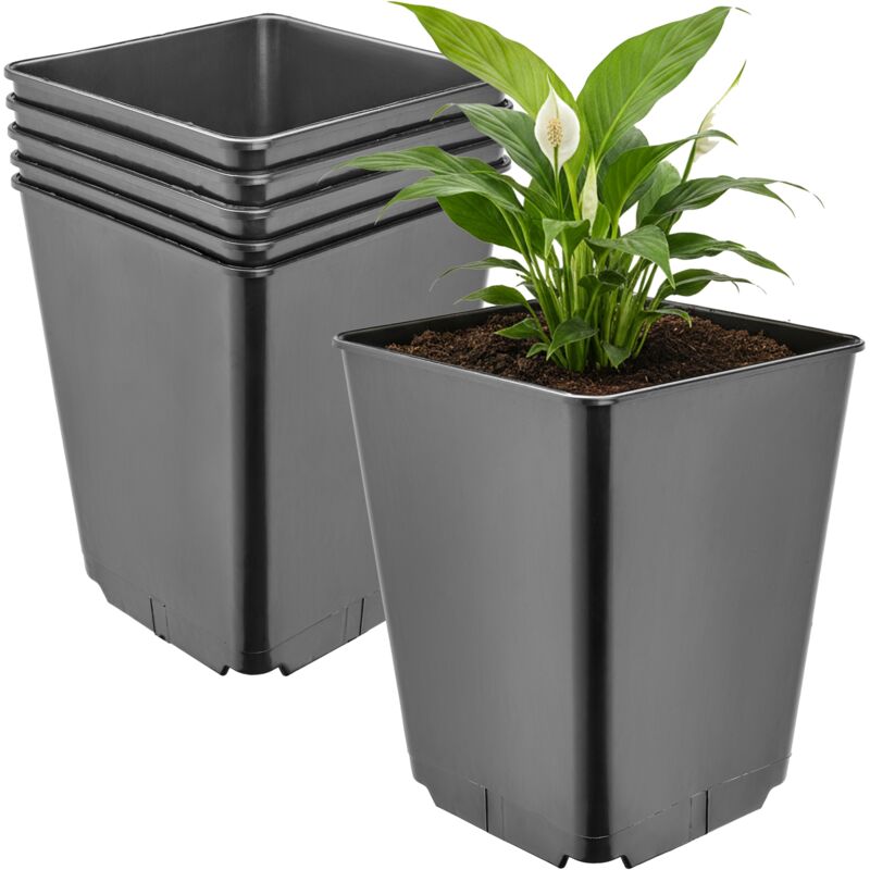 Garronda Pflanztopf Kunststoff Hoch 16 X 16 X 20 Cm (3, 5l) 5er Set Eckig Mit Drainagelöchern Blumentopf Pp Pflanzgefäß Für Garten Gewächshaus