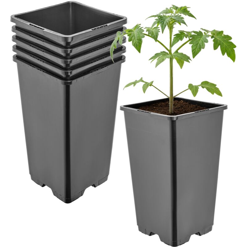 Garronda Pflanztopf Kunststoff Hoch 11 X 11 X 19 Cm (1, 7l) 5er Set Eckig Mit Drainagelöchern Blumentopf Pp Pflanzgefäß Für Garten Gewächshaus