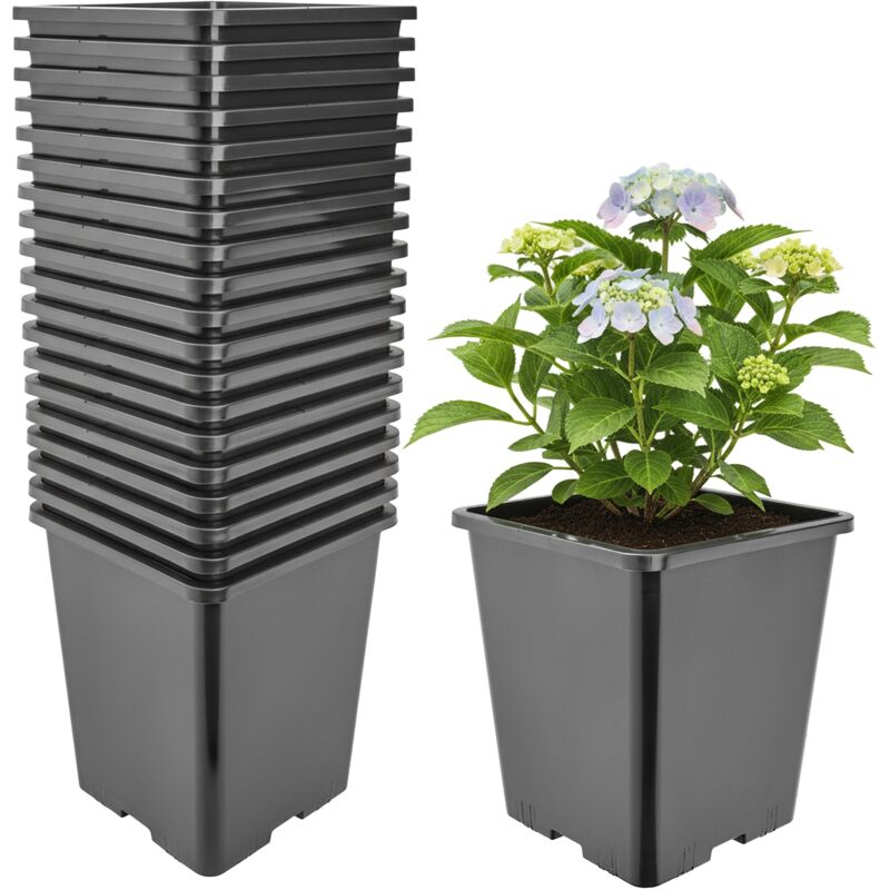 Garronda Pflanztopf Kunststoff Hoch 20, 5 X 20, 5 X 23, 5 Cm (7l) 20er Set Eckig Mit Drainagelöchern Blumentopf Pp Pflanzgefäß Für Garten