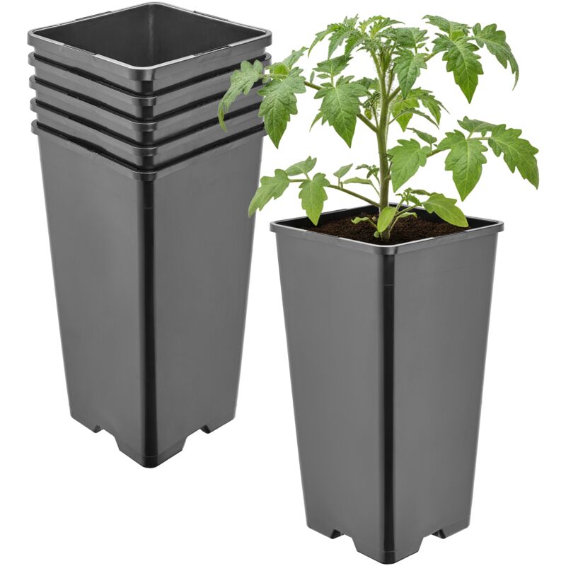 Garronda Pflanztopf Kunststoff Hoch 11 X 11 X 21, 5 Cm (2l) 5er Set Eckig Mit Drainagelöchern Blumentopf Pp Pflanzgefäß Für Garten Gewächshaus