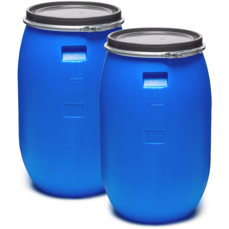 Garronda Set 2x 120 Liter Deckelfass Weithalsfass Aus Hdpe Regenfass Für Garten Fass Regenwassertonne Futtertonne Universalfass Wasserfass Regentonne