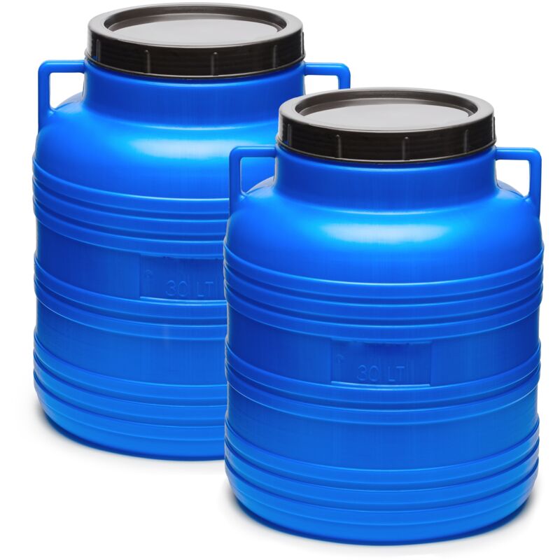 Garronda Set 2x 30 Liter Weithalsfass Bpa-frei Futtertonne Fass Universalfass Lebensmittel Fass Regenfass Für Garten Regentonne Mit Deckel