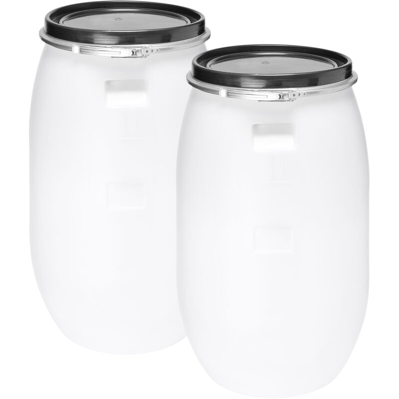 Garronda Set 2x 120 Liter Deckelfass Weithalsfass Aus Hdpe Regenfass Für Garten Fass Regenwassertonne Futtertonne Universalfass Wasserfass Regentonne