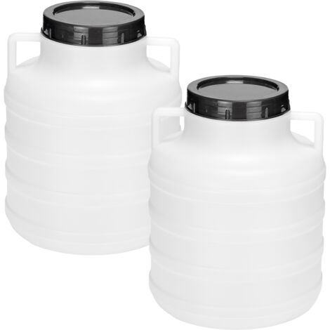 Garronda Set 2x 5 Liter Weithalsfass BPA-frei Futtertonne Fass Universalfass Lebensmittel Fass Regenfass für Garten Regentonne mit Deckel Regenwassertonne für Garten Wassertonne GD-0125, Weiß