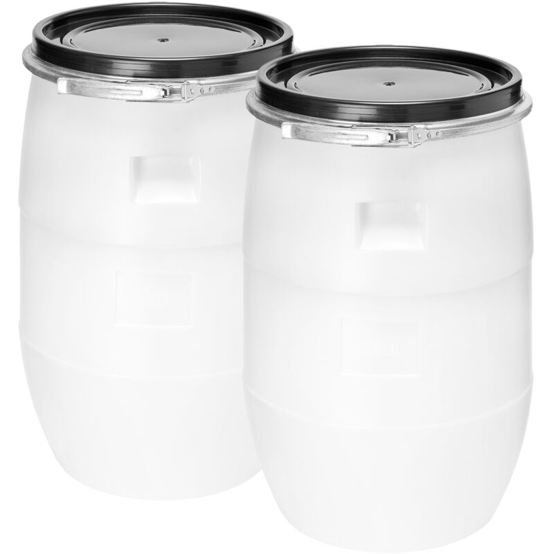 Garronda Set 2x 60 Liter Deckelfass Weithalsfass Aus Hdpe Regenfass Für Garten Fass 60l Wassertonne Futtertonne Wasserbehälter Universalfass