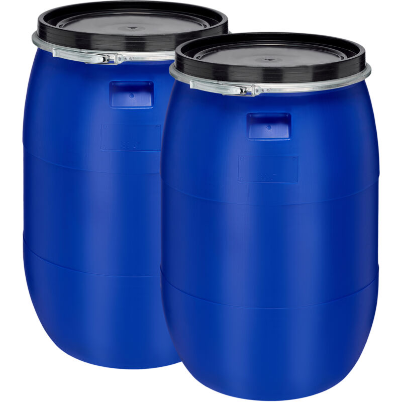 Garronda Set 2x 180 Liter Regentonne Mit Deckel Weithalsfass Aus Hdpe Regenfass Für Garten Fass Regenwassertonne Futtertonne Wasserfass Regentonnen