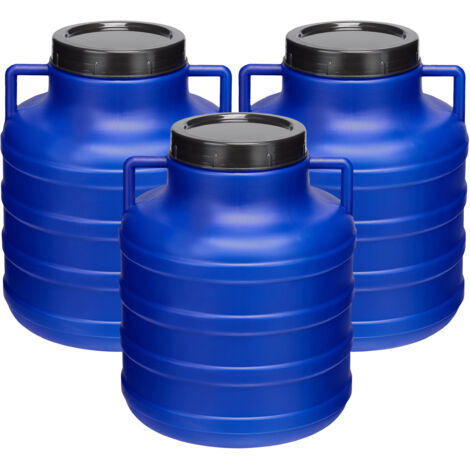 Garronda Set 3x 5 Liter Weithalsfass BPA-frei Futtertonne Fass Universalfass Lebensmittel Fass Regenfass für Garten Regentonne mit Deckel Regenwassertonne für Garten Wassertonne GD-0125, Blau