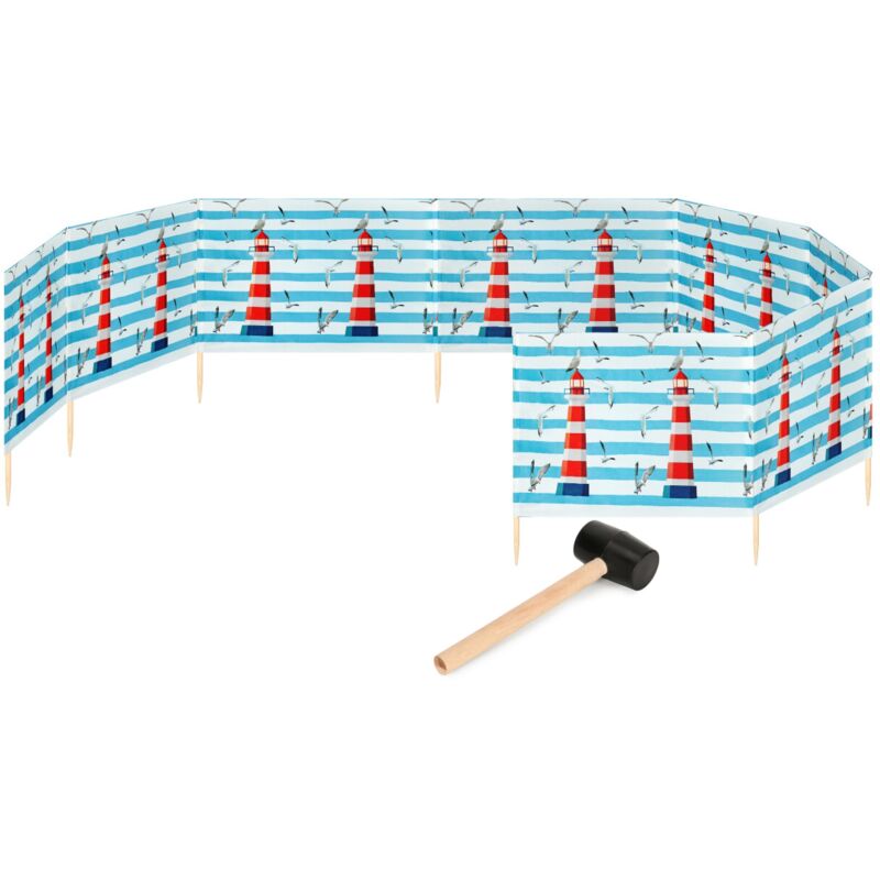 Garronda Strand Windschutz Sichtschutz 12m Lang Plus Gummihammer Gaex001 (leuchtturm, 12m)