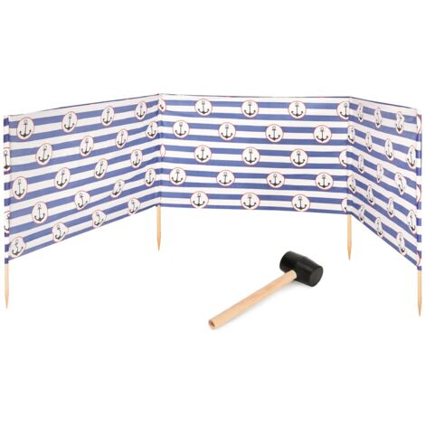 Garronda Strand Windschutz Sichtschutz 4m lang Plus Gummihammer GAEX001 (Streifen/Anker-2, 4 m)
