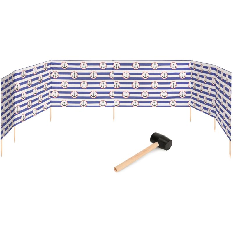 Garronda Strand Windschutz Sichtschutz 8m Lang Plus Gummihammer Gaex001 (streifen/anker-2, 8 M)