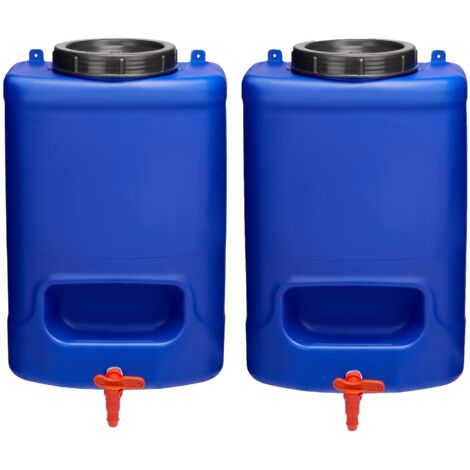 Garronda Weithalskanister 20L Wasserkanister mit Hahn BPA-frei Kanister Camping Kanister mit Zapfhahn Wassertank Camping Zubehör 2er Pack Blau GD-0084