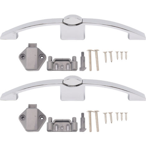 GARRYFIZH 2 jeux de loquets à boutons poussoirs pour armoire, serrure à bouton de placard avec poignée pour camping-car, bateau, espacement des trous de 160 mm (chrome)