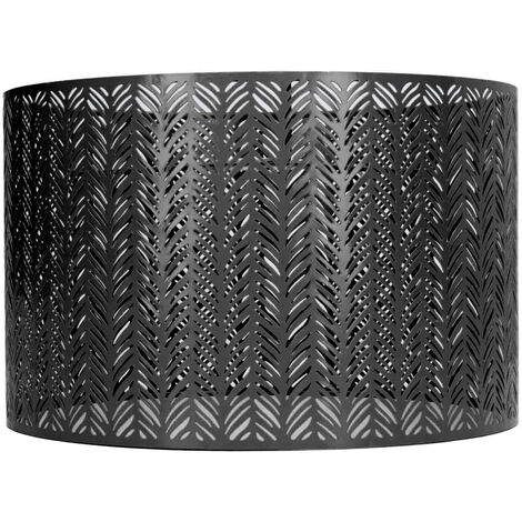 GARRYFIZH Abat-jour tambour E27 E14 à clip en forme de feuille de sapin, en métal ajouré, décoratif, pour lampe de table, mur ou plafond, noir