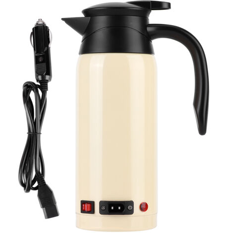 GARRYFIZH Bouilloire électrique portable haute capacité 800 ml avec allume-cigare pour voiture 12V/24V (beige)